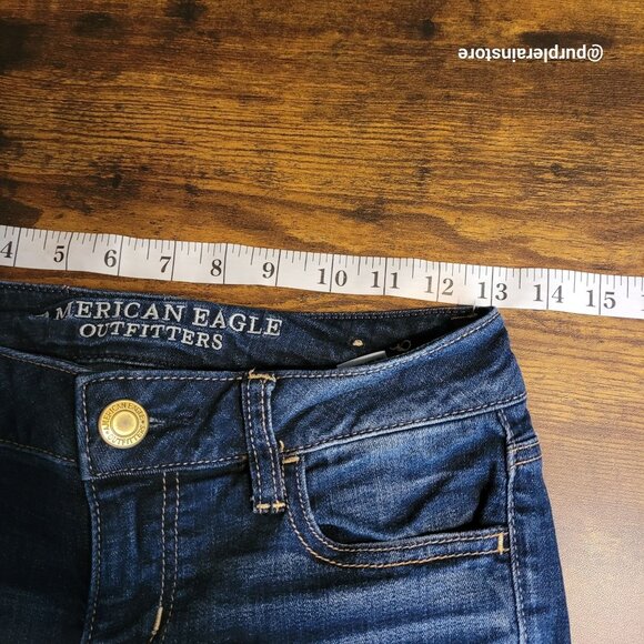 American Eagle Jeans Size 0 R Jegging Low Rise Medium Dark Wash Stretch Denim - Picture 8 of 13